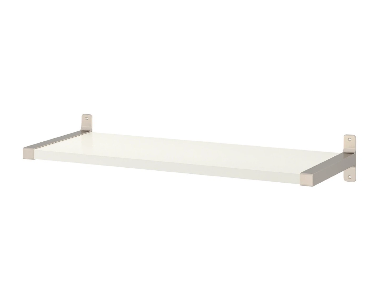 White IKEA Wall Shelf with Metal Brackets
