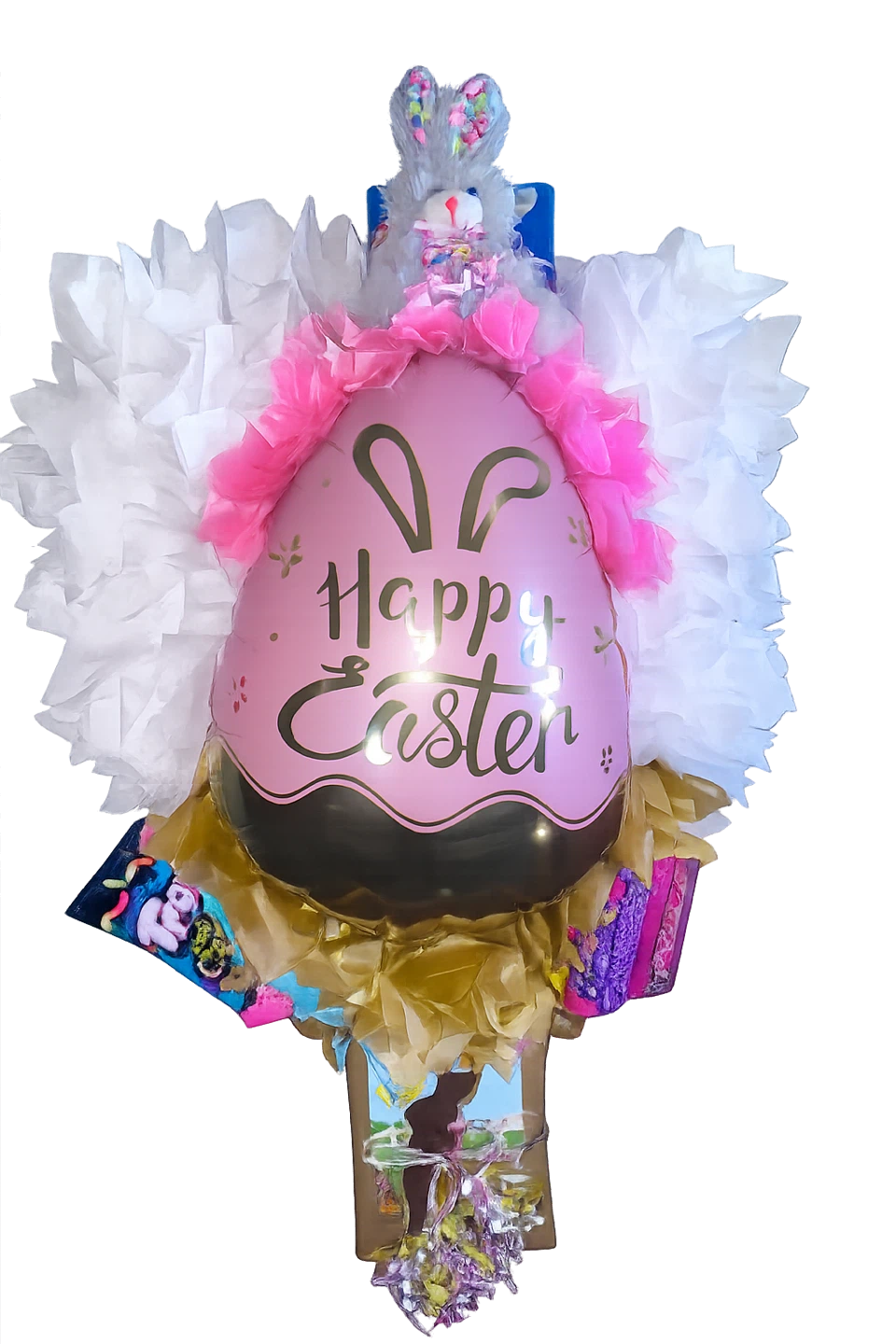 Happy Easter Gift Basket with Plush Bunny