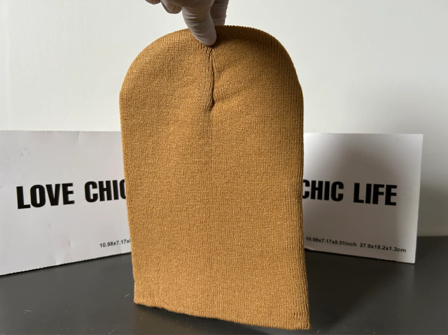 2 Camel Knit Beanie Hat