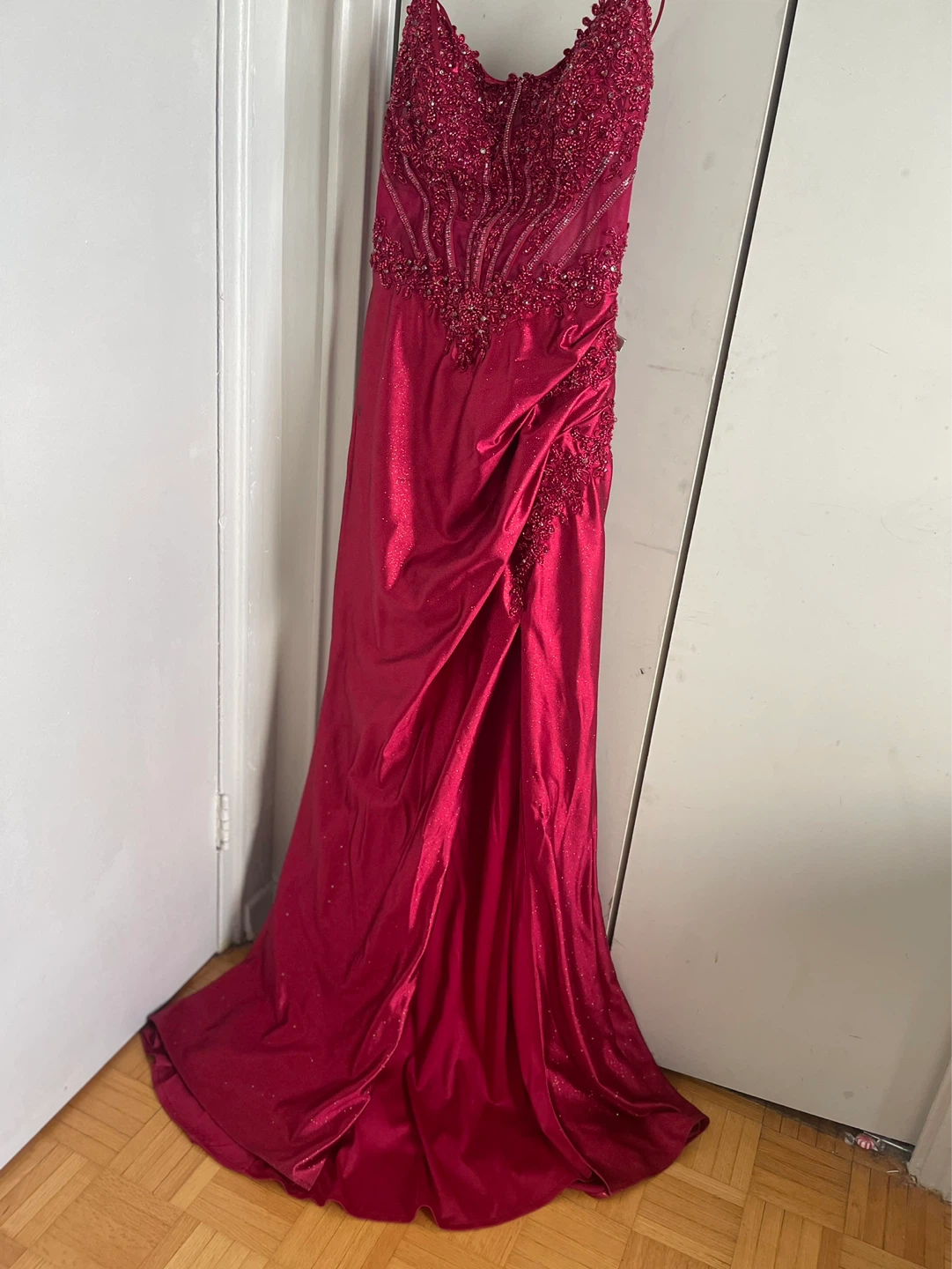 Ladivine Red Beaded Sparkle Prom Dress Size 8 - photo 2