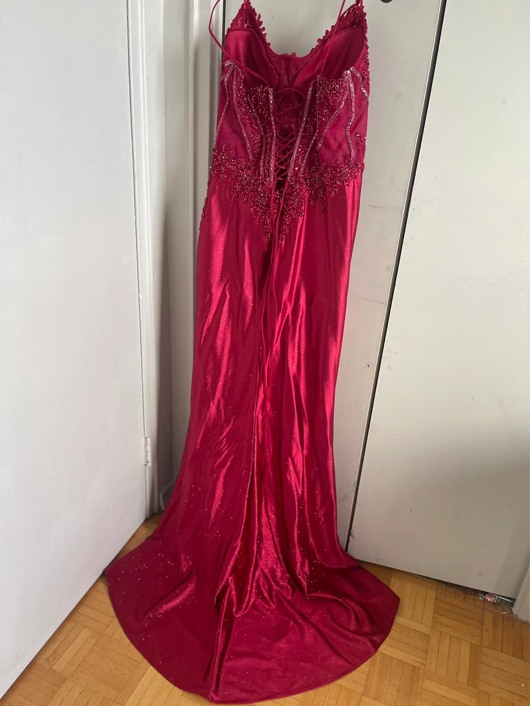 Ladivine Red Beaded Sparkle Prom Dress Size 8 - photo 3