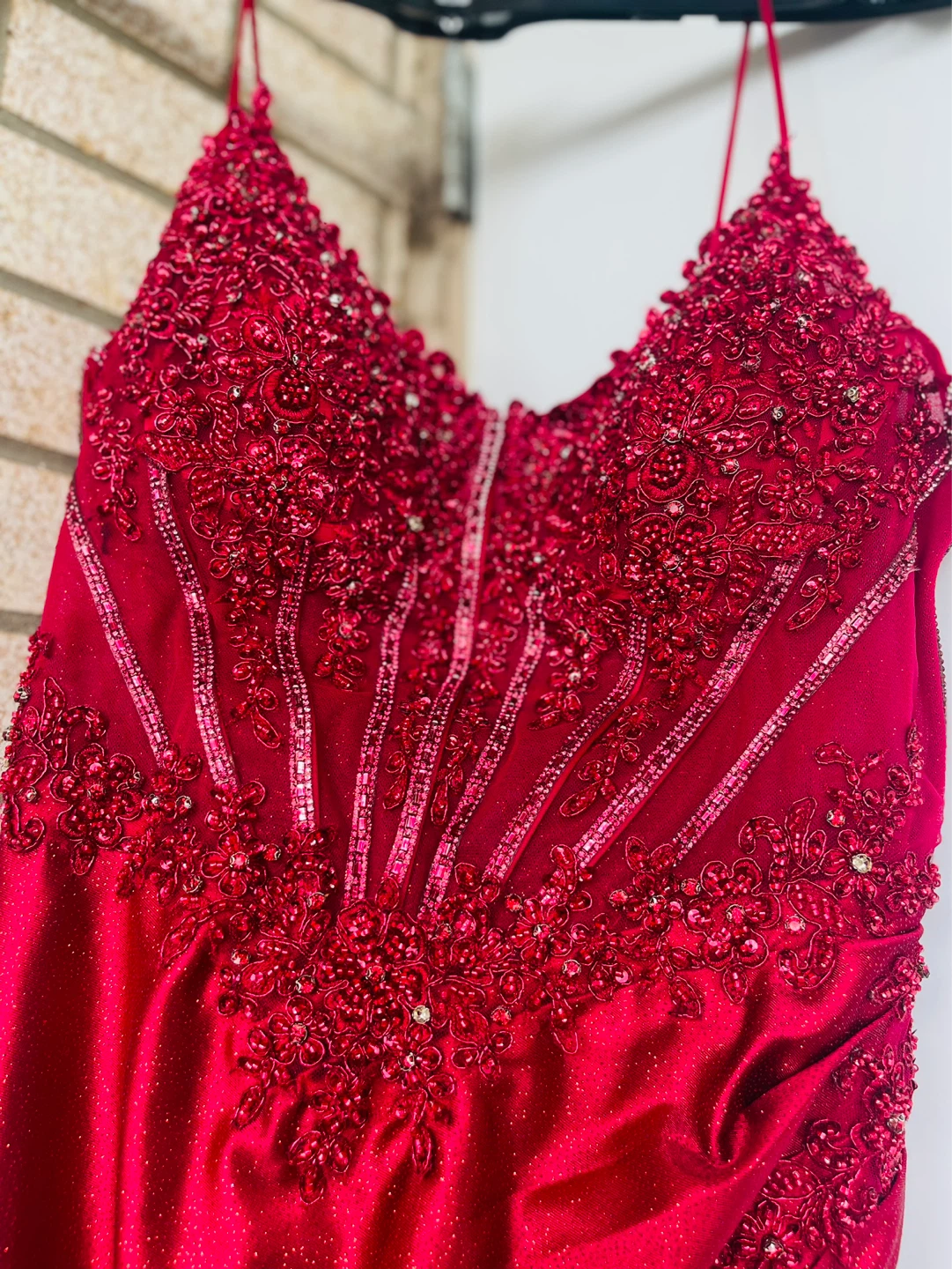 Ladivine Red Beaded Sparkle Prom Dress Size 8 - photo 5