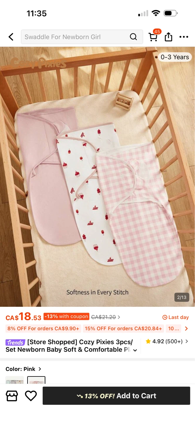 Cozy Pixies Newborn Swaddle Set - photo 2