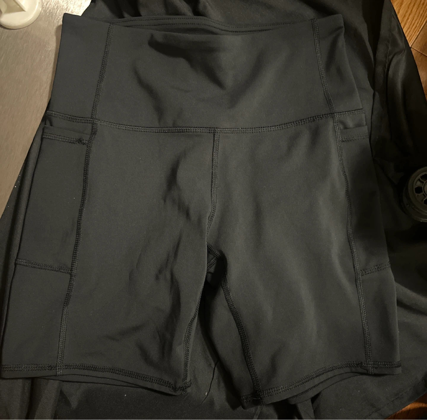 Black Athletic Bike Shorts with Pockets