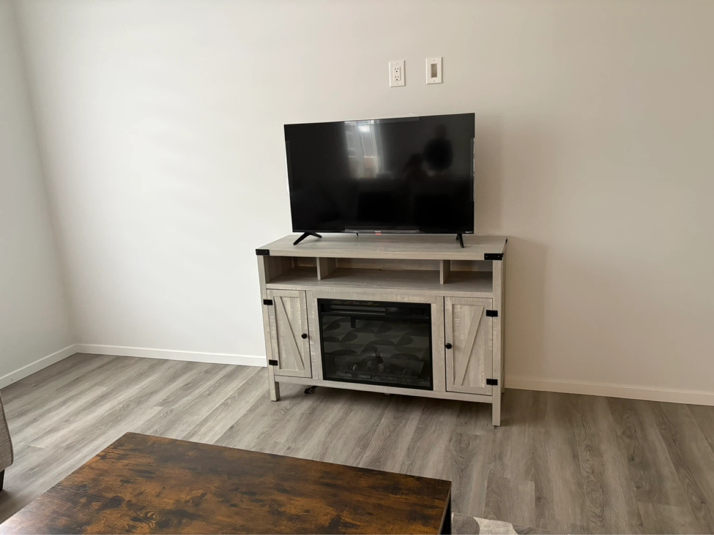 Whitewash Fireplace TV Stand