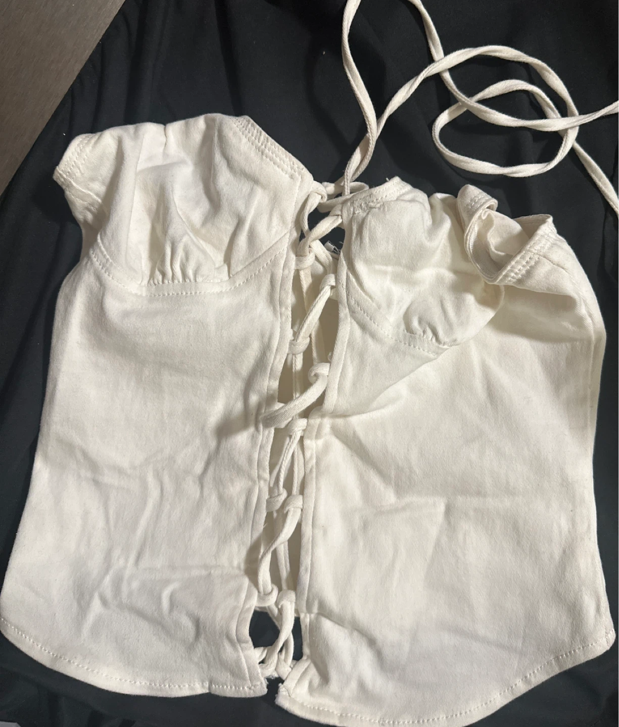 White Lace-Up Corset Top