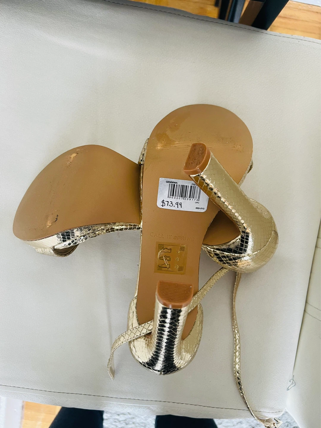 Call It Spring Gold Strappy Heeled Sandals - US 7.5 - photo 4