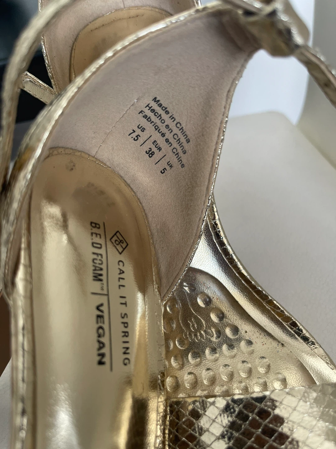 Call It Spring Gold Strappy Heeled Sandals - US 7.5 - photo 5