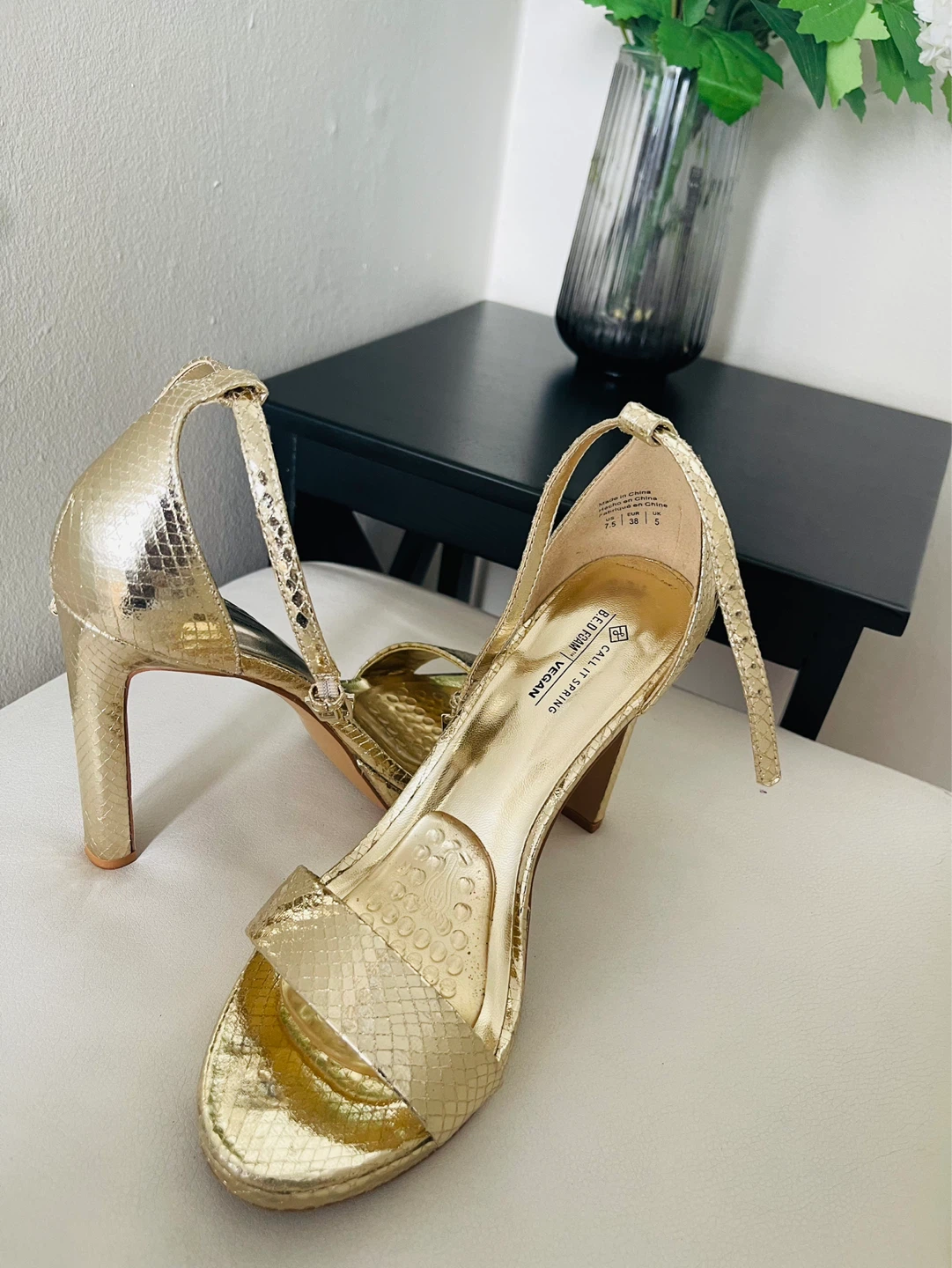 Call It Spring Gold Strappy Heeled Sandals - US 7.5 - photo 2