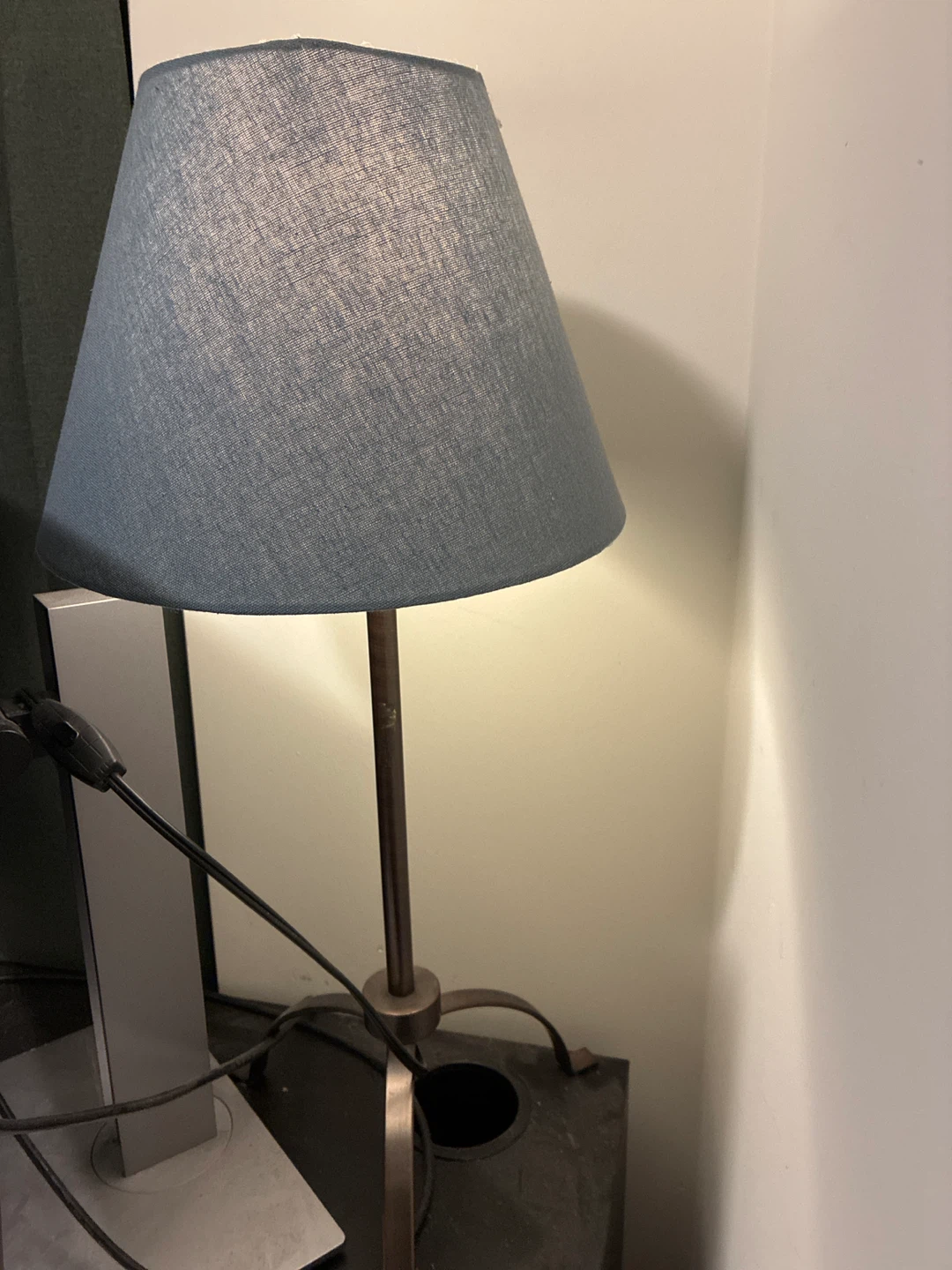 Blue Linen Lampshade Floor Lamp