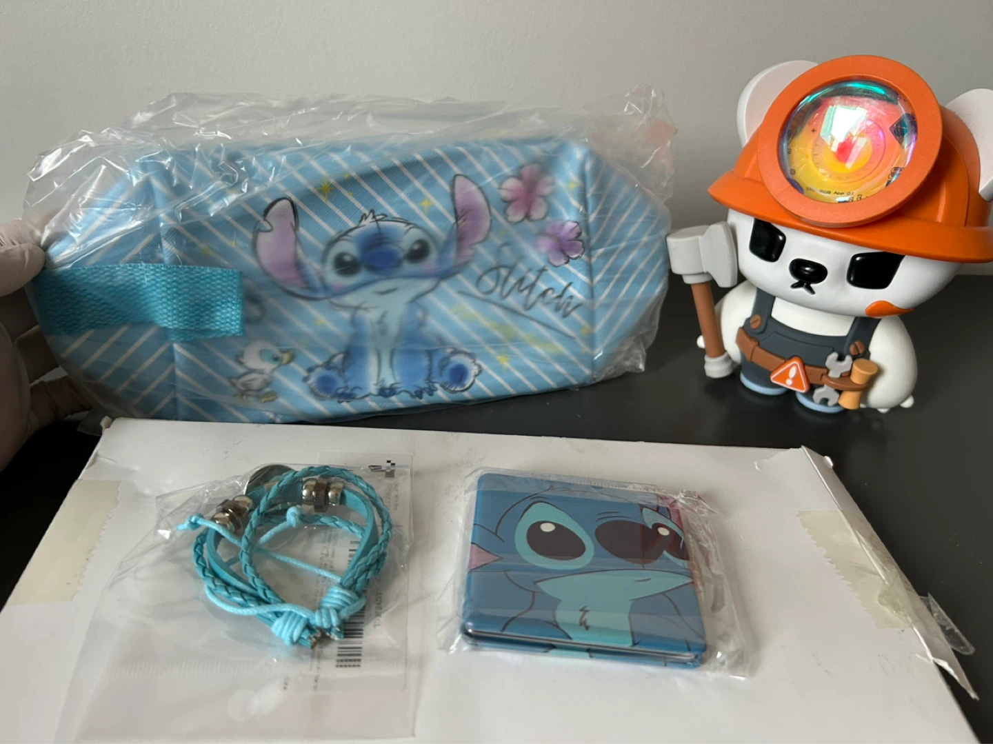 Stitch Stationery Set with Pencil Case, Mirror, and Bracelet