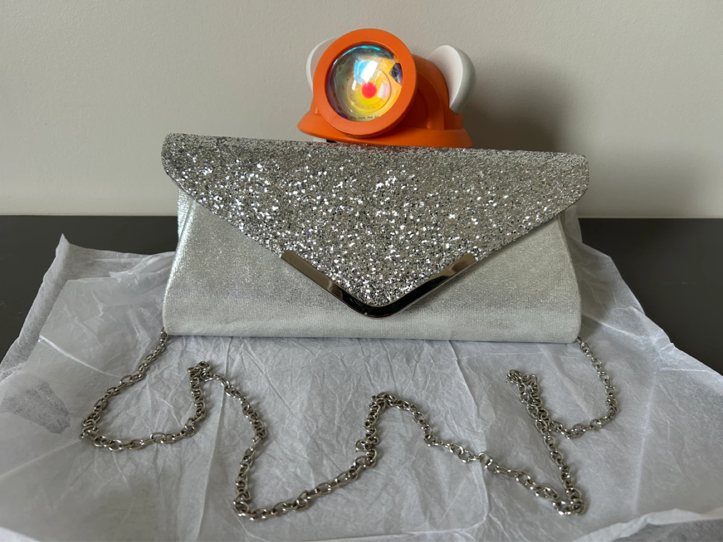 Silver Glitter Clutch Evening Bag - photo 3