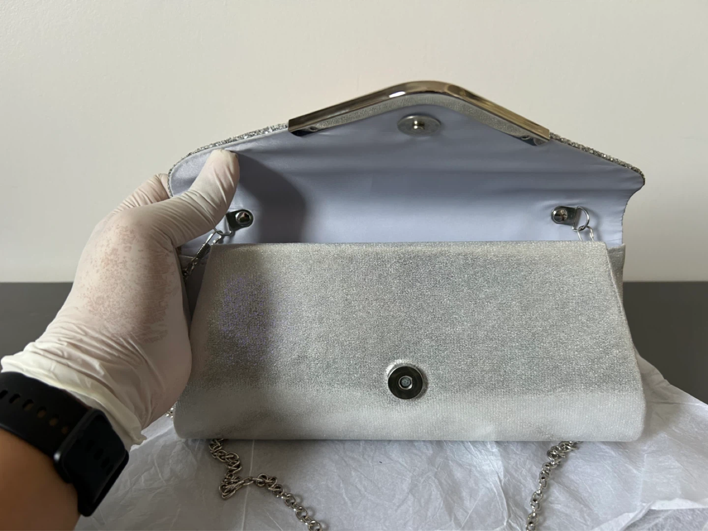 Silver Glitter Clutch Evening Bag - photo 2