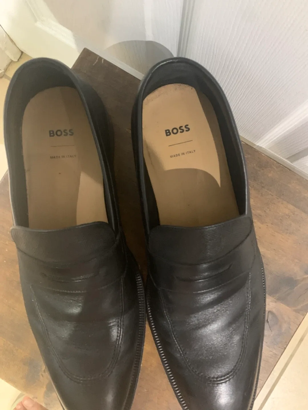 BOSS 9.5 Black Leather Penny Loafer Shoes - photo 2
