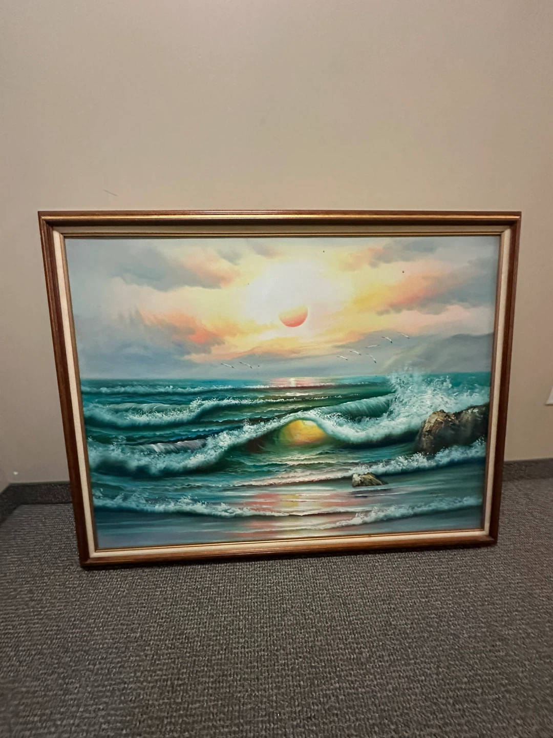 Framed Seascape Oil Painting - photo 2