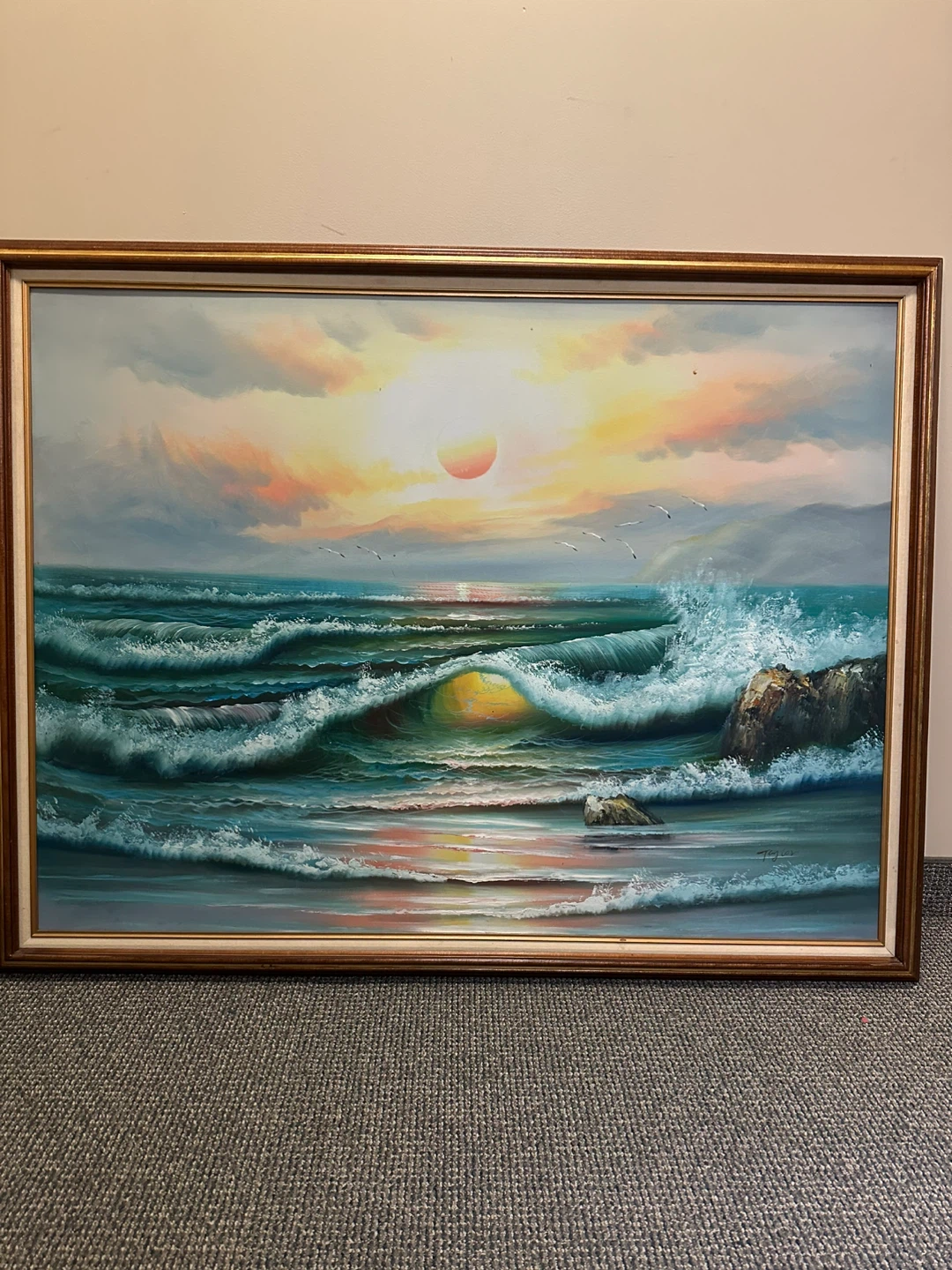 Framed Seascape Oil Painting