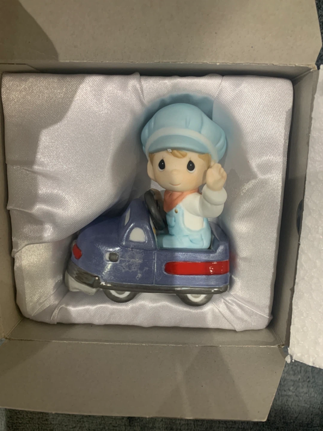 Precious Moments Boy in Blue Car Figurine