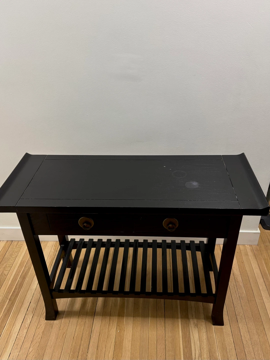 Black Console Table with Drawer and Shelf - photo 2