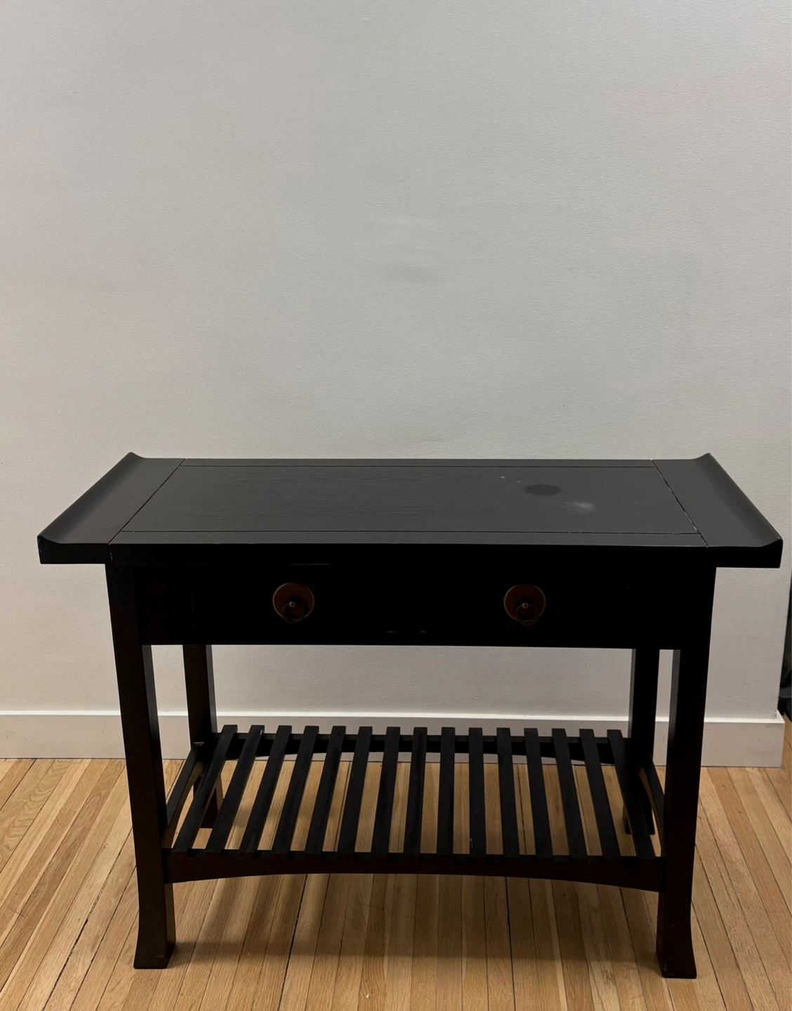 Black Console Table with Drawer and Shelf