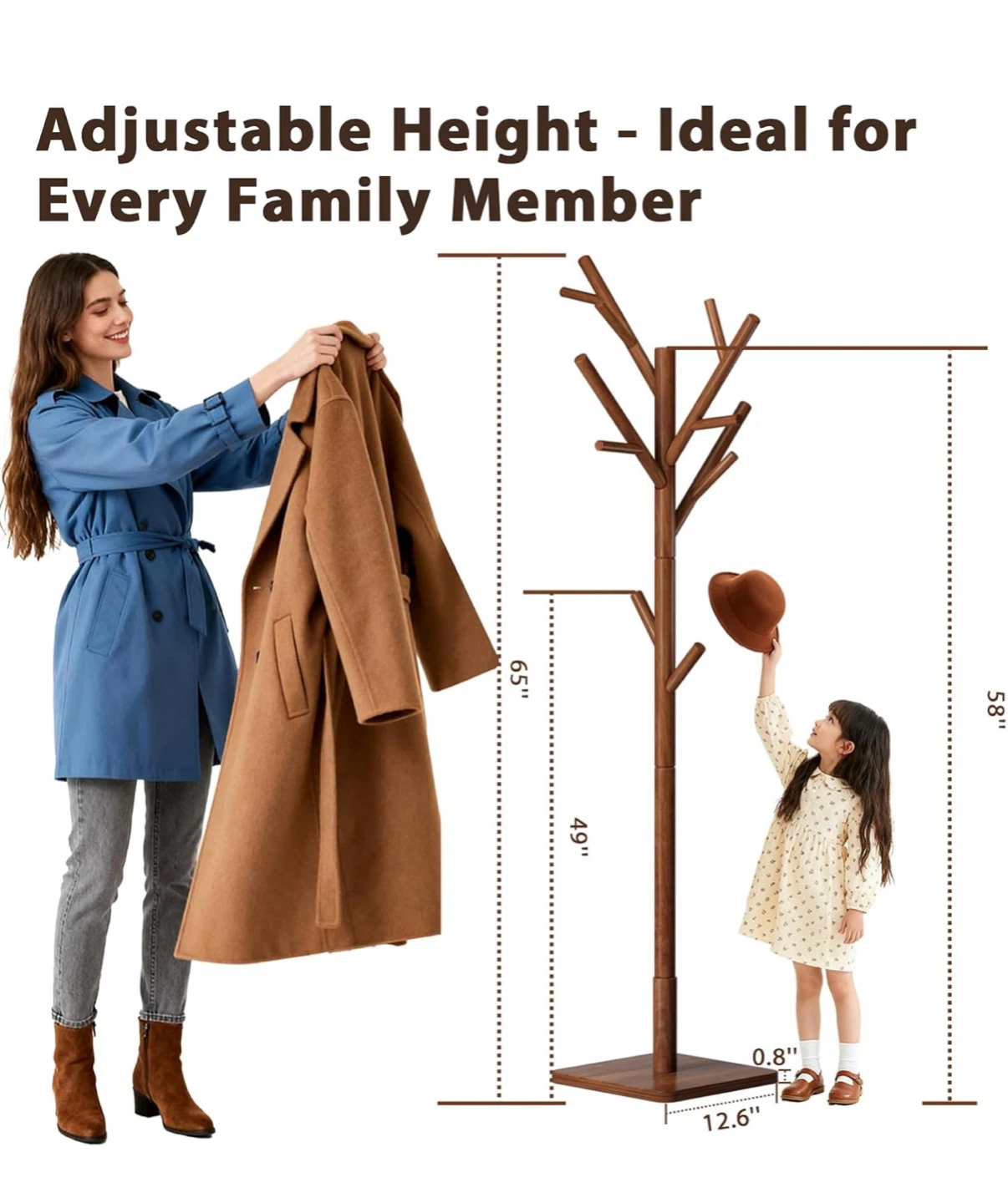 Wooden Coat Rack with Adjustable Height - photo 2