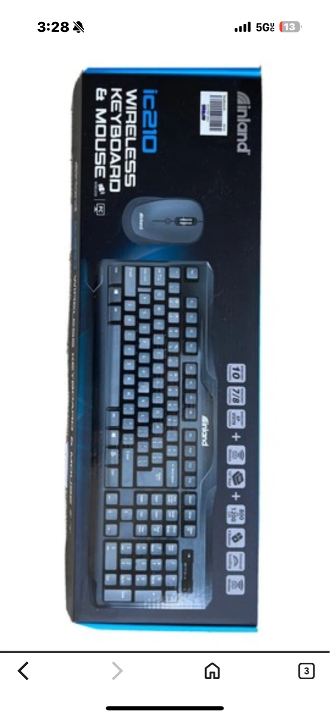 Inland IC210 Wireless Keyboard & Mouse Combo