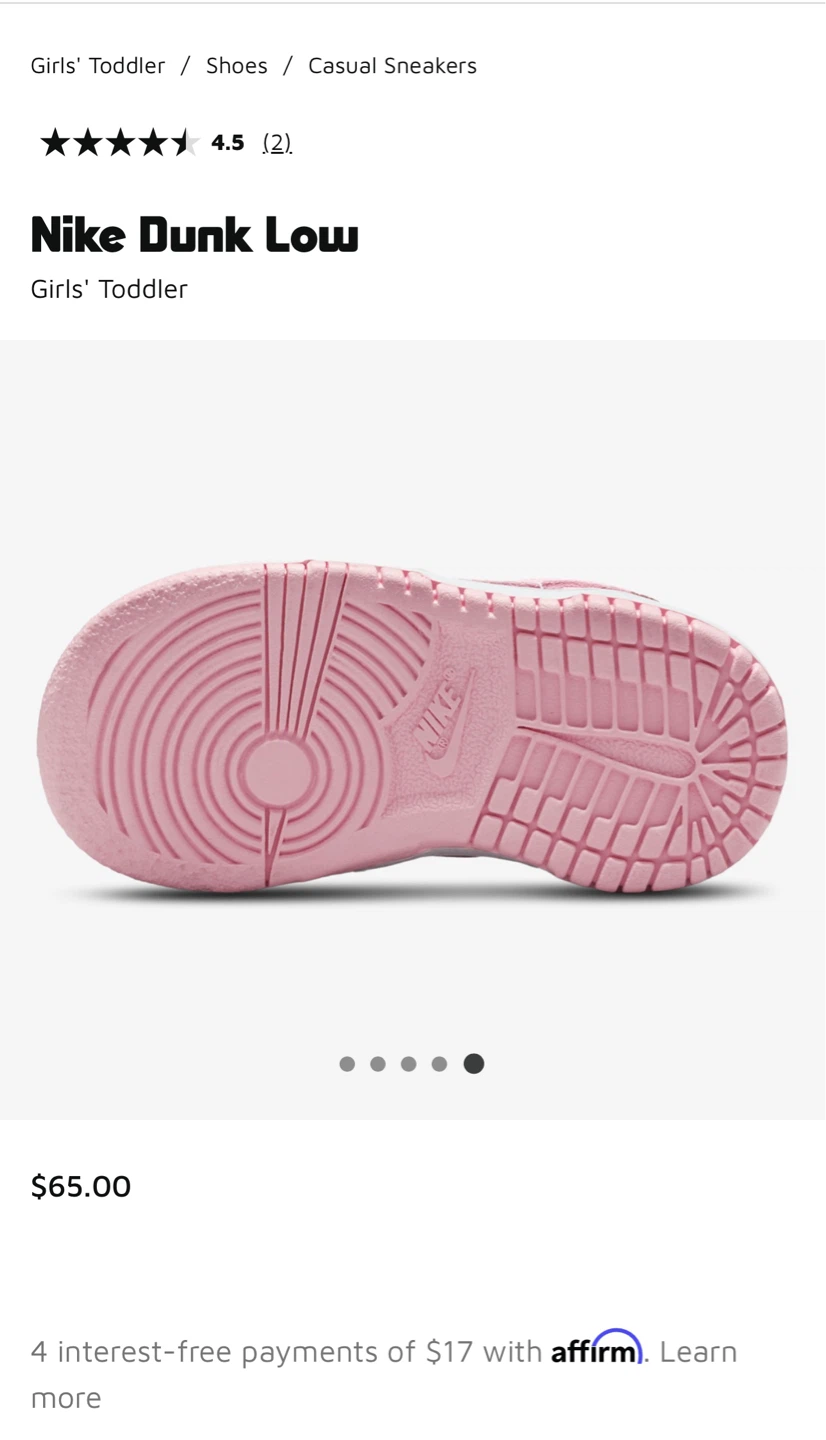 Nike Dunk Low (TDE) Toddler Shoes - Pink/White - Size 6c
