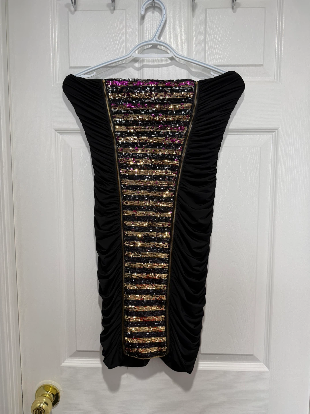 Bebe Black Sequin Ruched Dress - photo 2