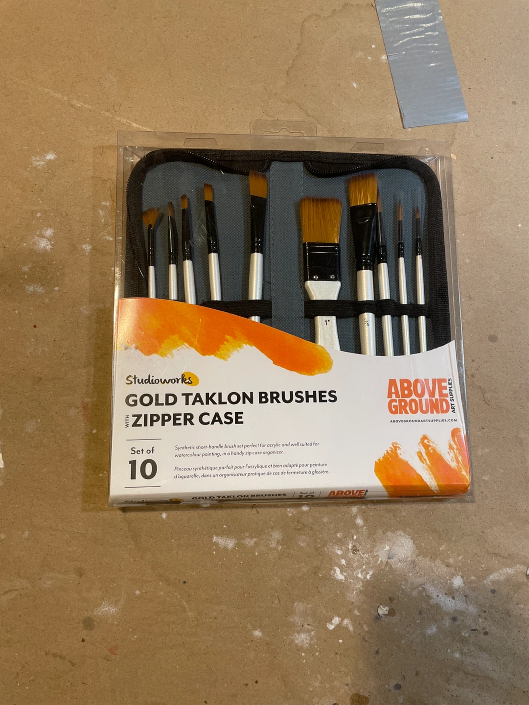 Studioworks Gold Taklon Brushes with Zipper Case - Set of 10