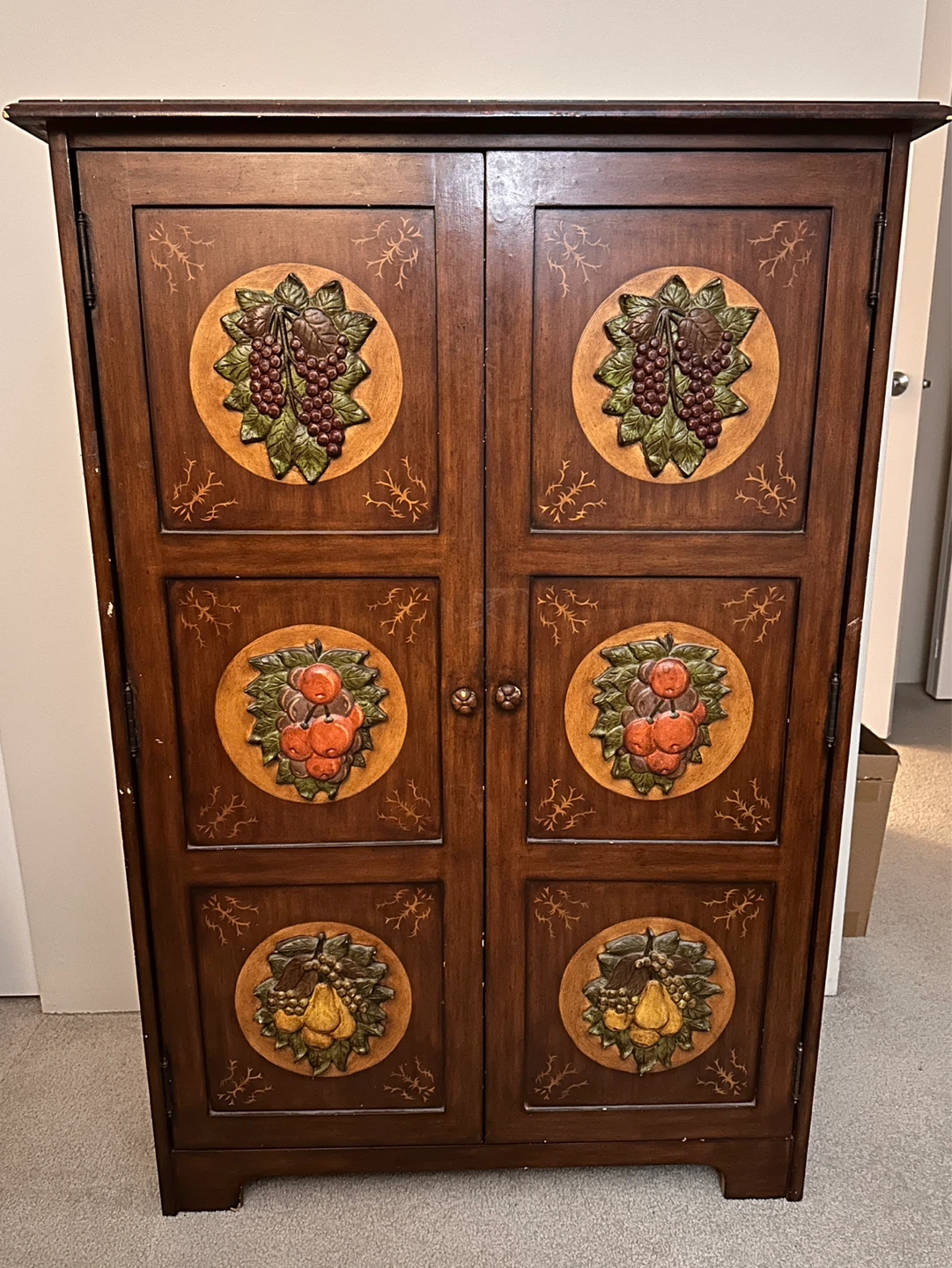 Wooden Cabinet with Fruit Motifs