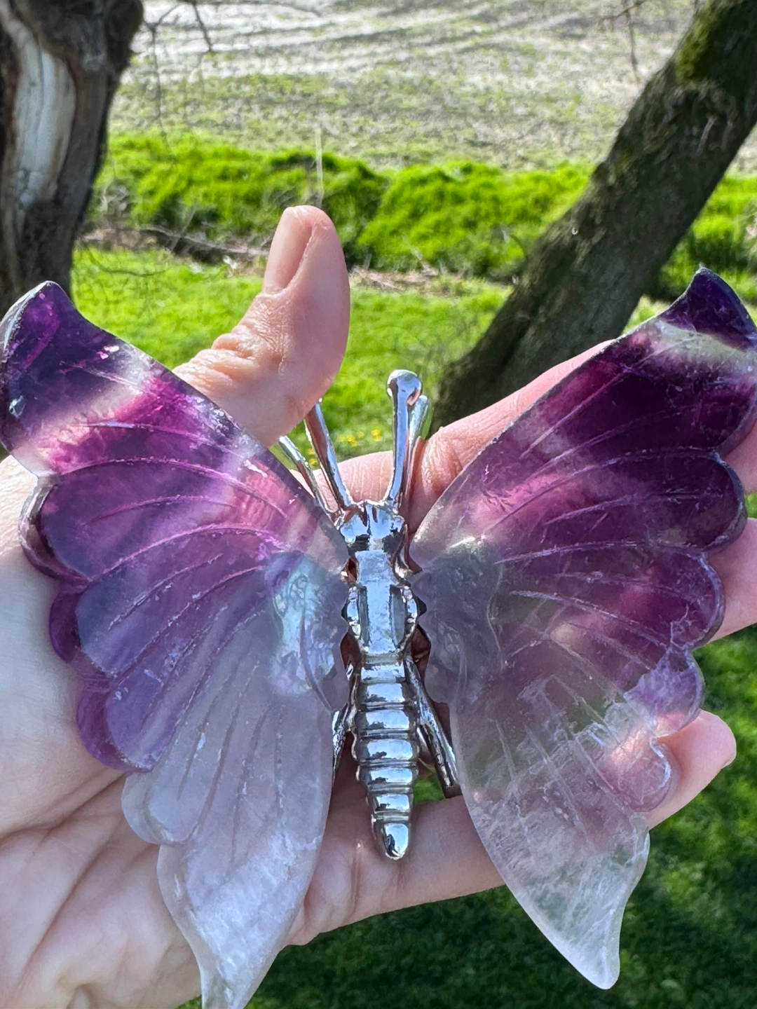 Purple Fluorite Butterfly Figurine