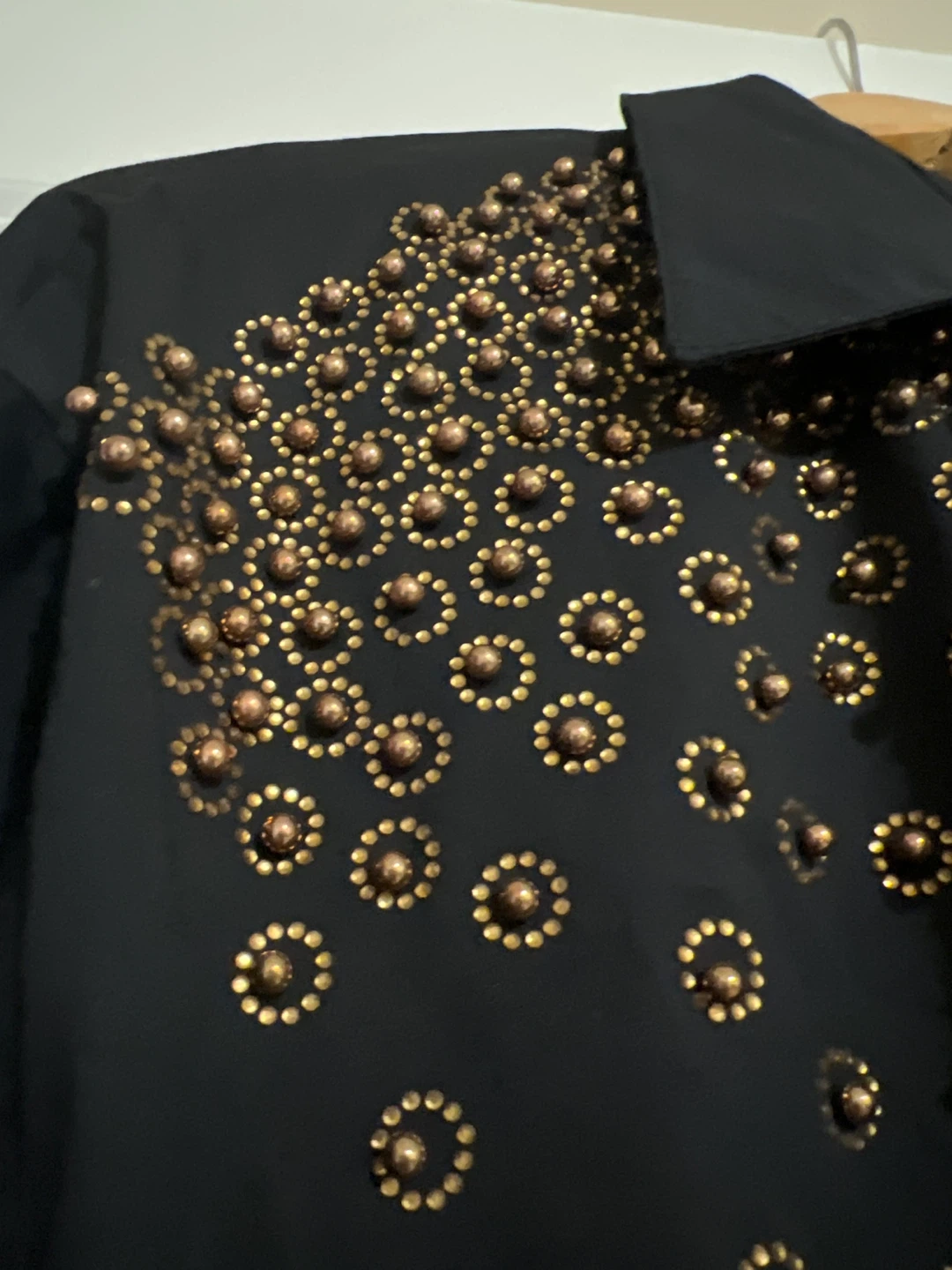 Luiza Black Studded Button-Up Shirt Size 48 - photo 2