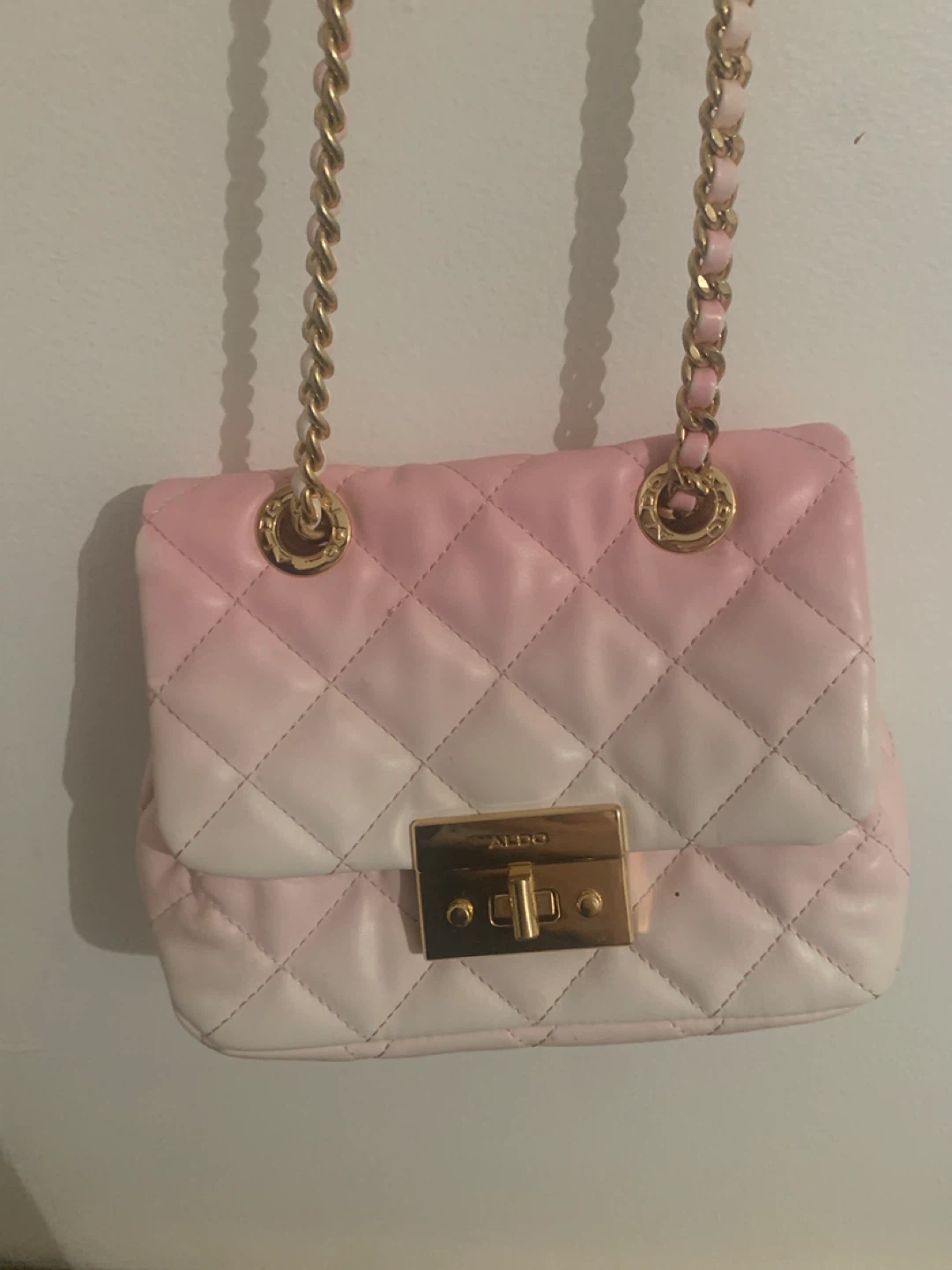 ALDO Quilted Pink and White Shoulder Bag