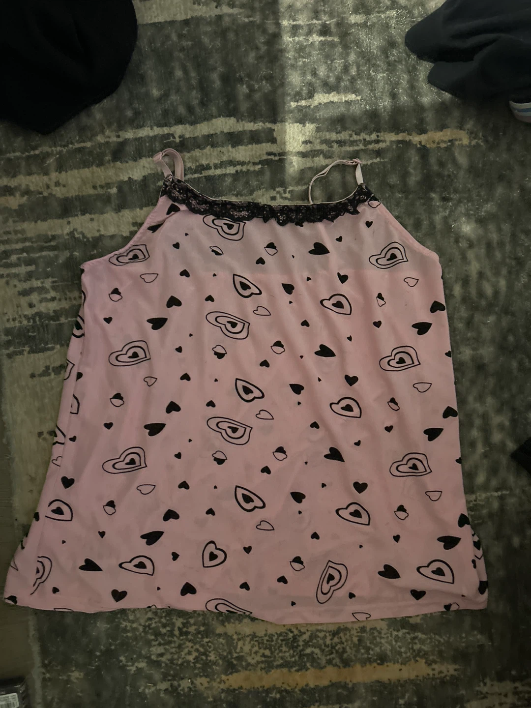Pink Pajama Set with Black Heart and Avocado Print