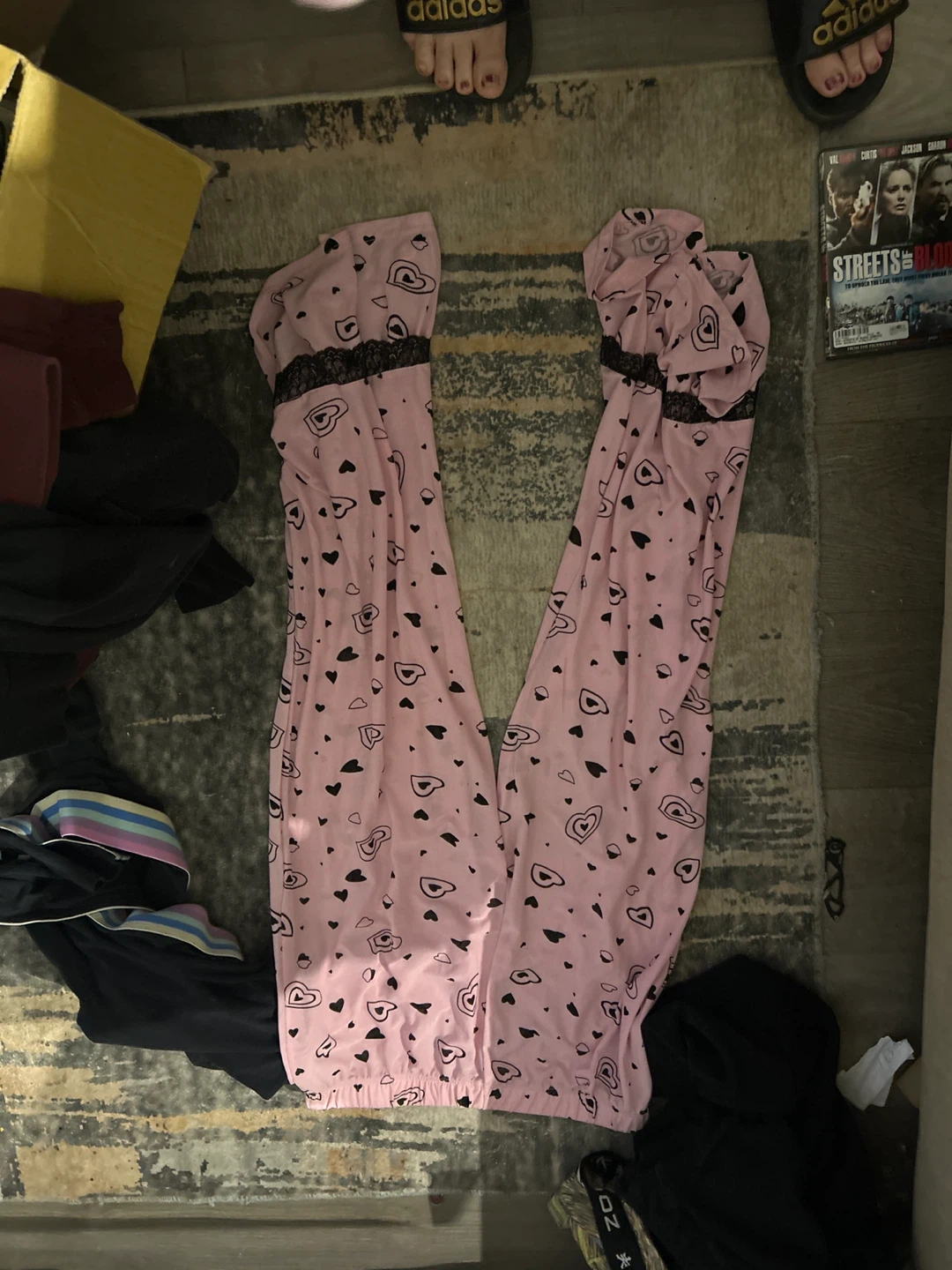 Pink Pajama Set with Black Heart and Avocado Print - photo 3