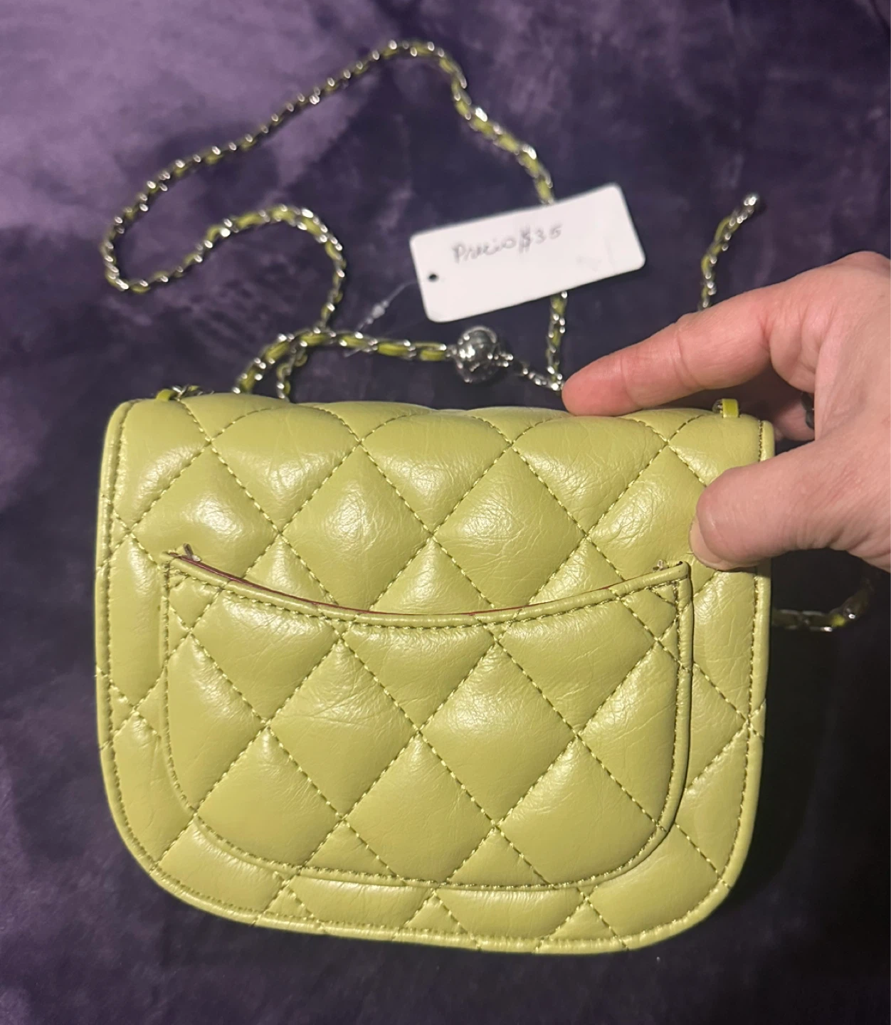 Quilted Chain Crossbody Bag - Yellow