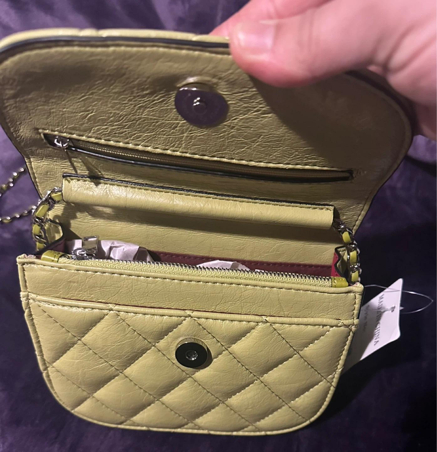 Quilted Chain Crossbody Bag - Yellow - photo 2