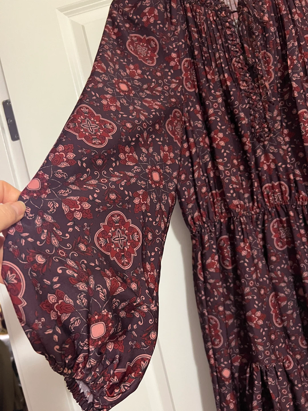 Kobi Halperin Burgundy Floral Print Tiered Maxi Dress - photo 5