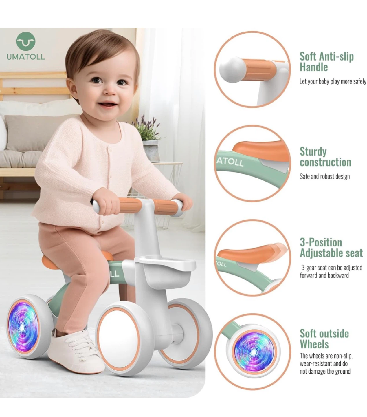 Colorful Lighting Baby Balance Bike Toys - photo 2