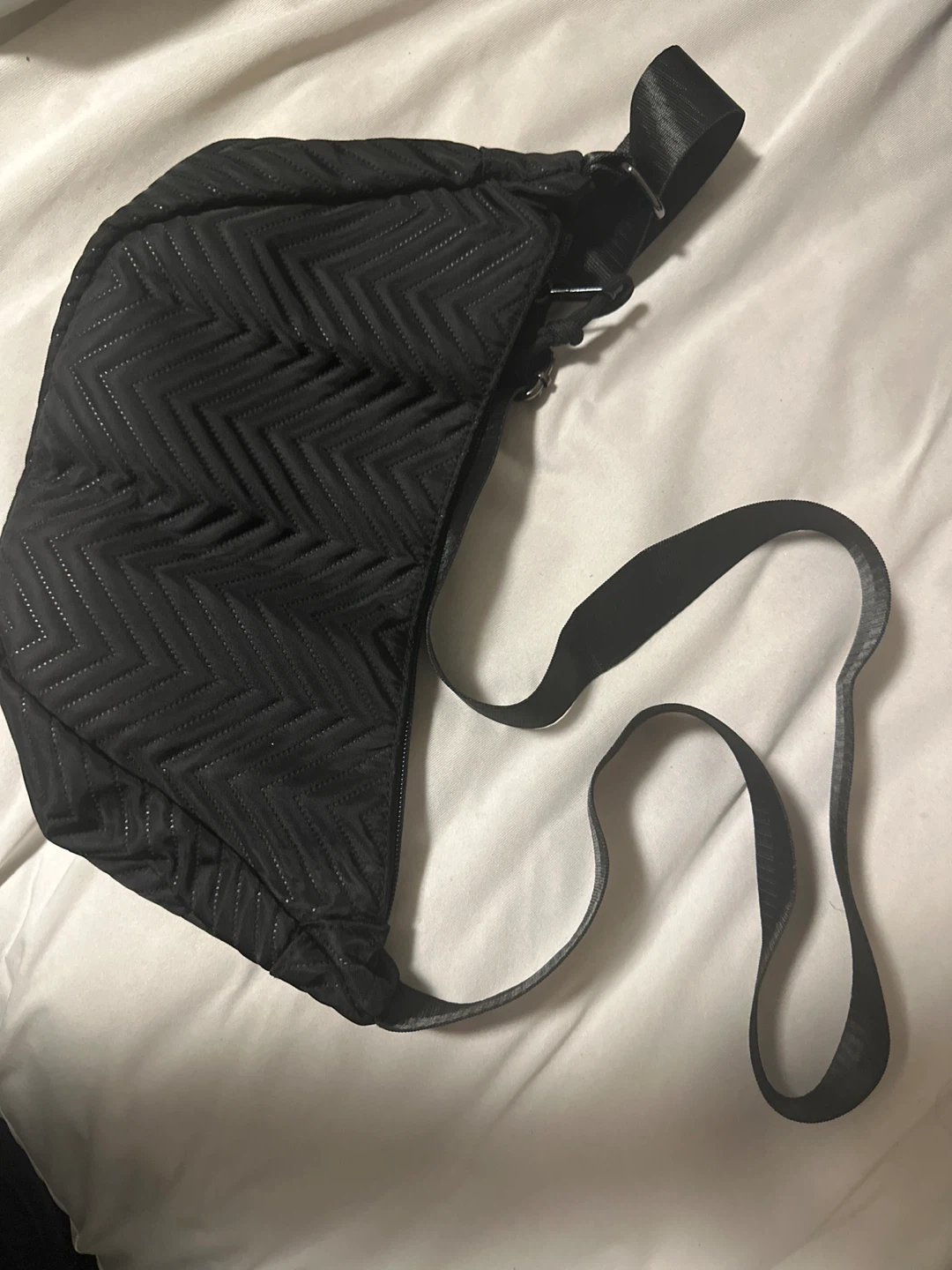 Black Quilted Chevron Crossbody Bag