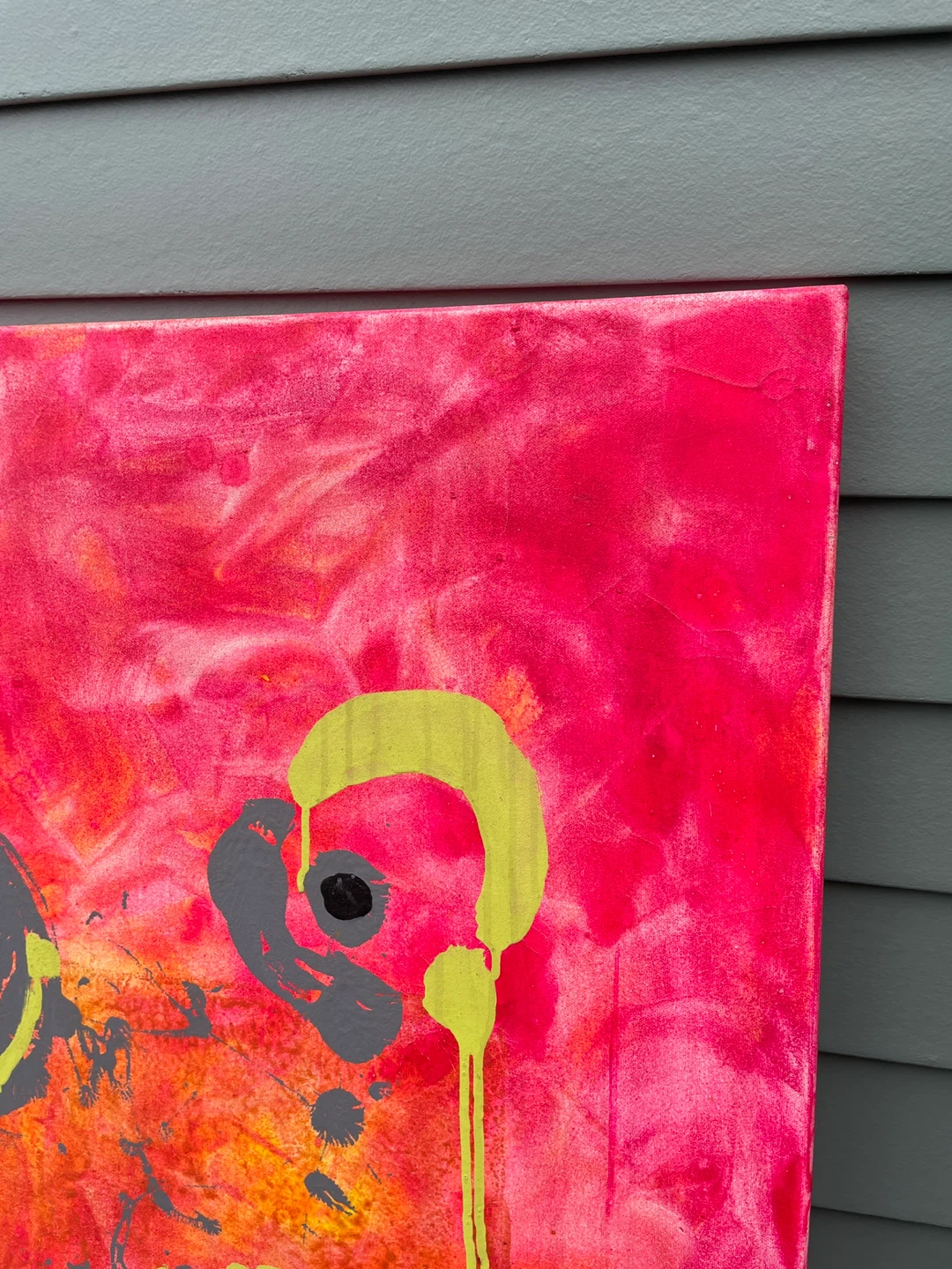 Neon abstract face painting graffiti style canvas - photo 4