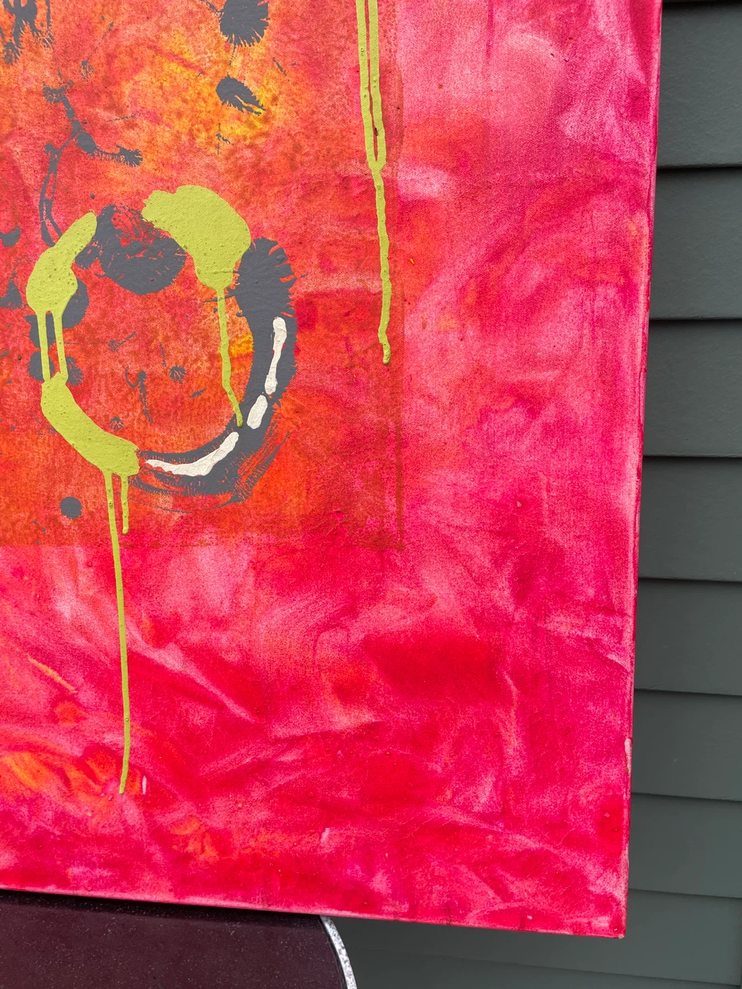 Neon abstract face painting graffiti style canvas - photo 5