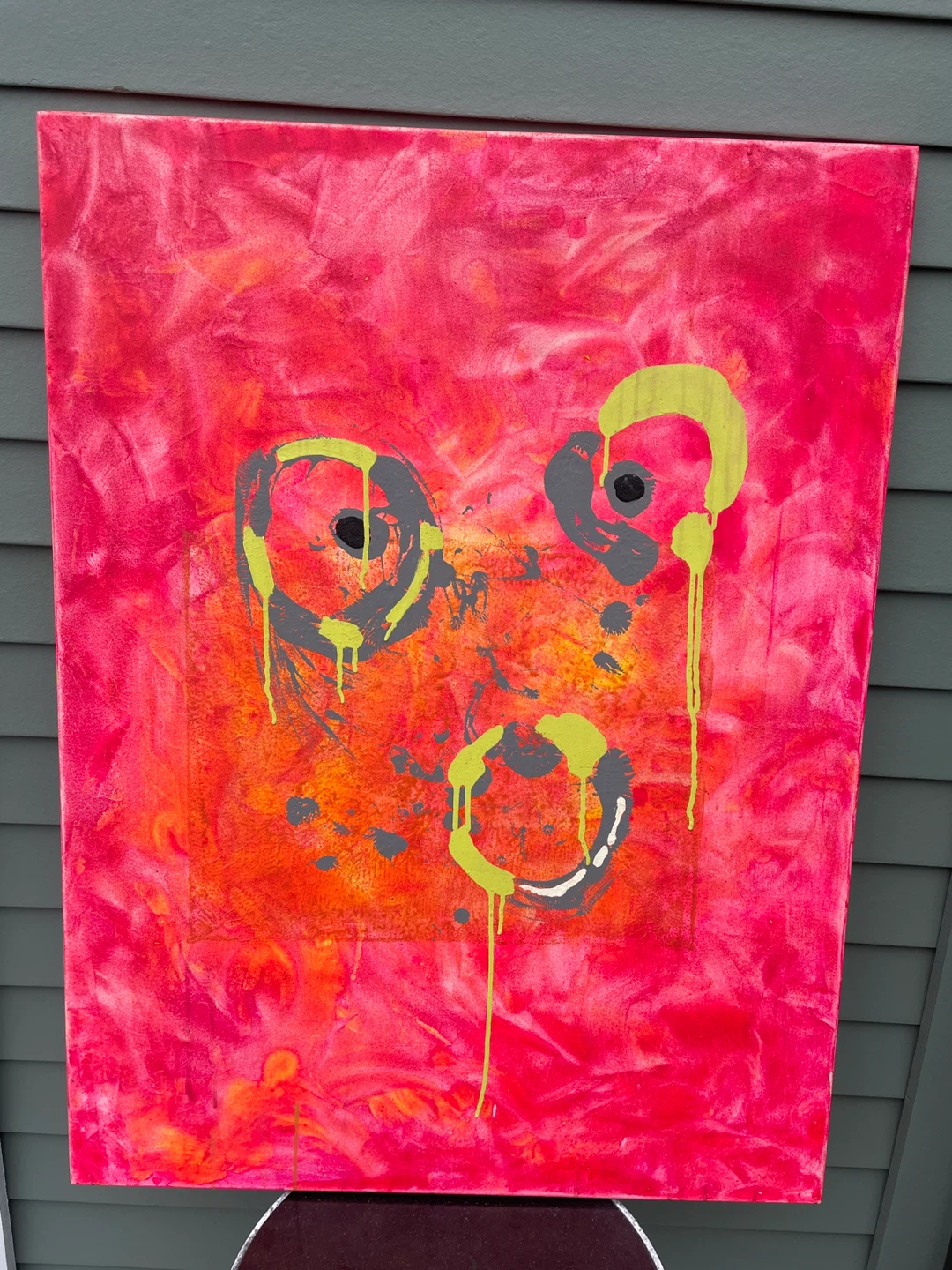 Neon abstract face painting graffiti style canvas - photo 2