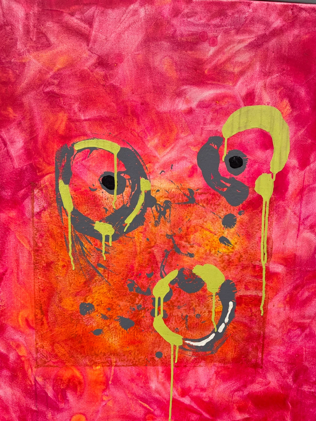 Neon abstract face painting graffiti style canvas - photo 3