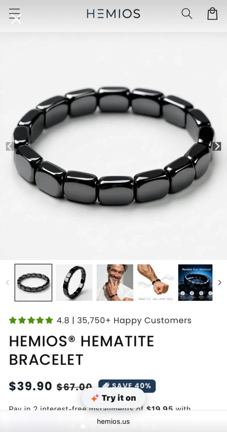 NEW HEMIOS Hematite Bracelet - photo 2