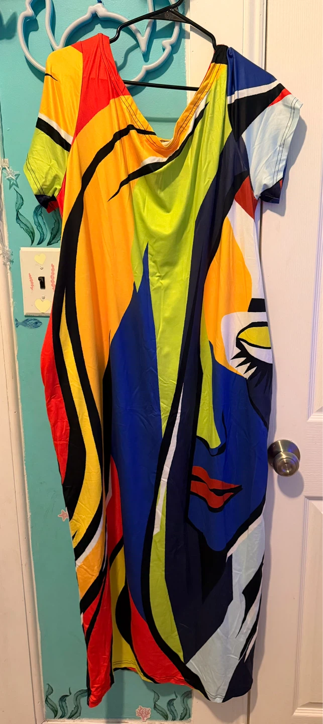 SHEIN CURVE 2XL Abstract Print Maxi Dress