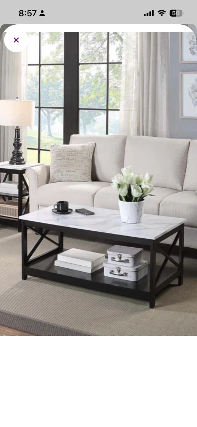 Coffee Table with Marble Top and Black Frame - photo 3