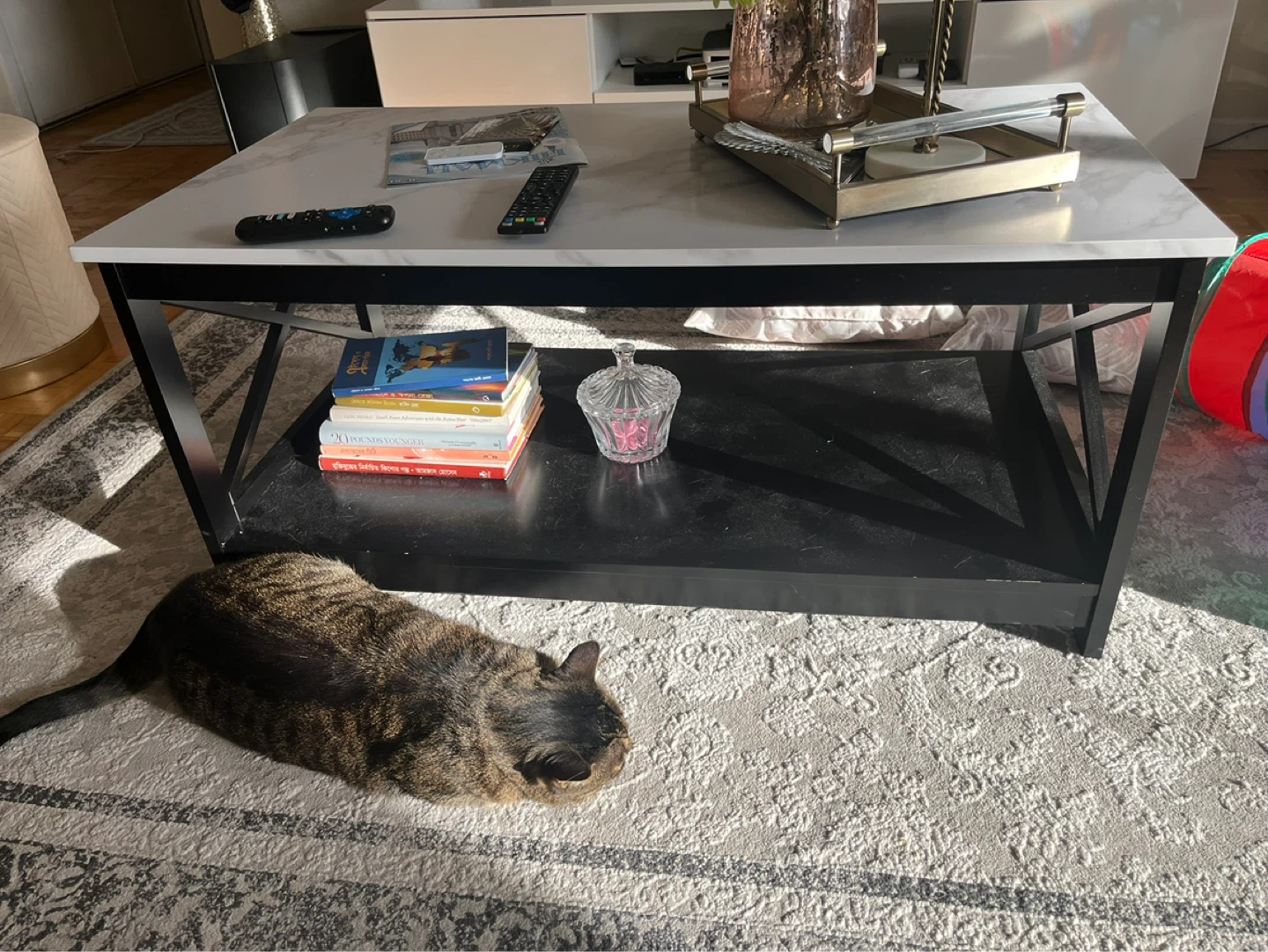 Coffee Table with Marble Top and Black Frame - photo 2