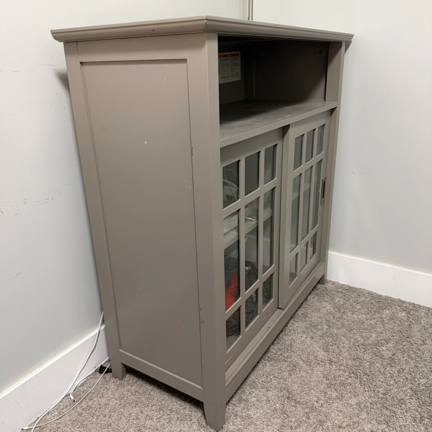 Grey Cabinet with Sliding Glass Doors - photo 2