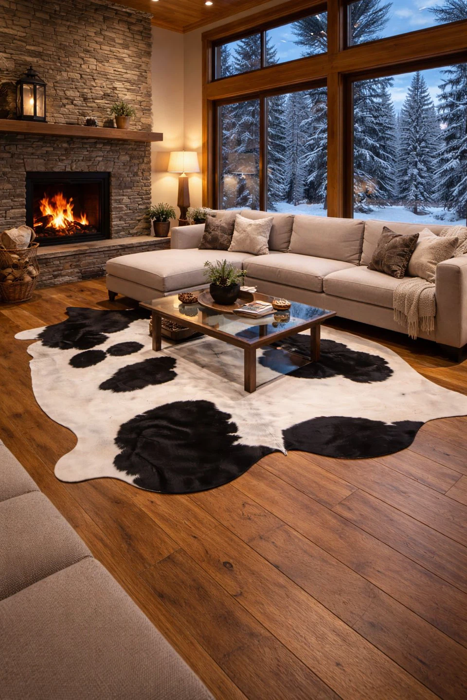 Black and White Cowhide Area Rug 6X7 ft