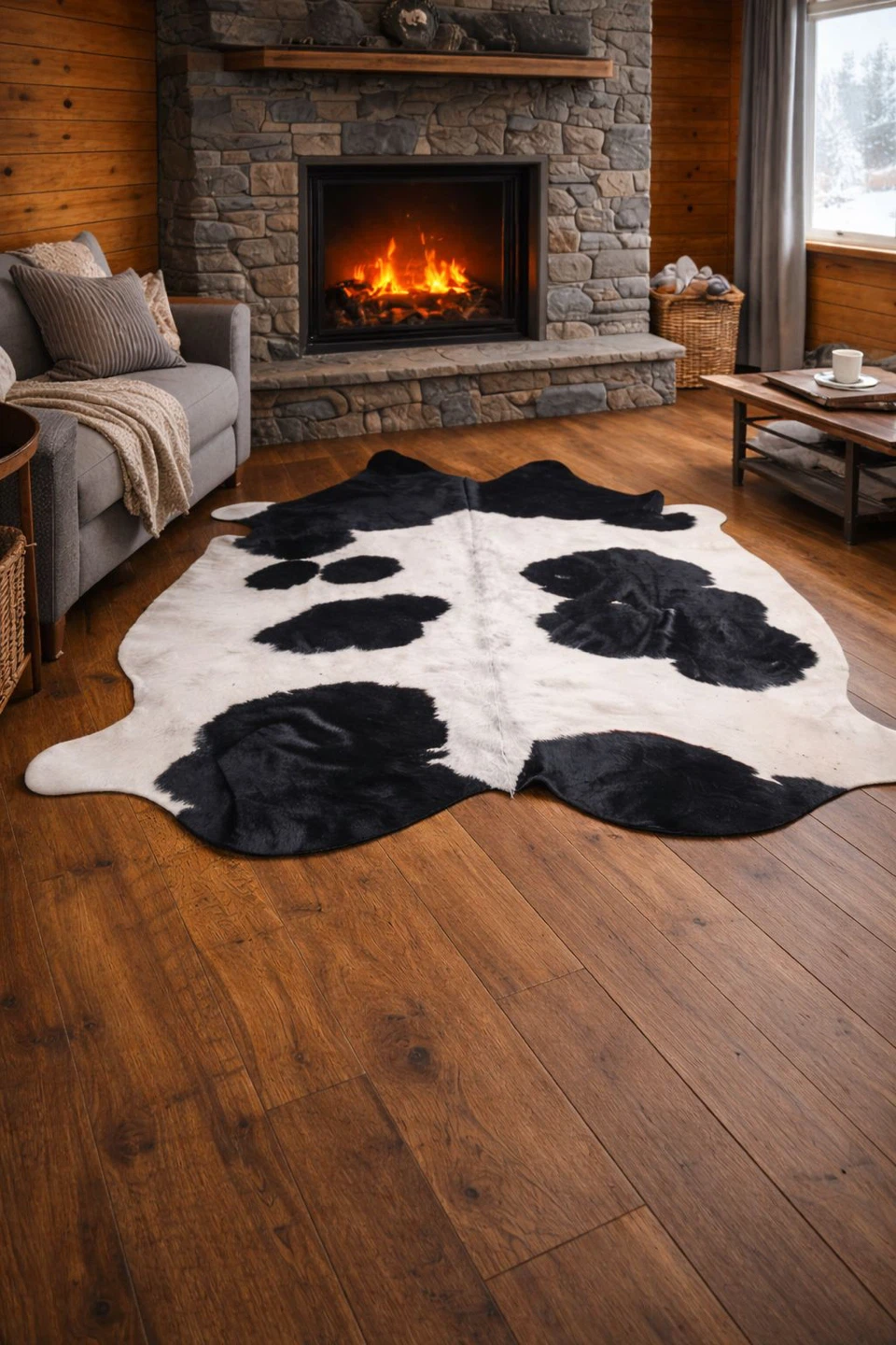 Black and White Cowhide Area Rug 6X7 ft - photo 4